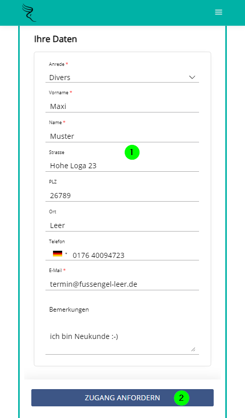 Schritt 2 - Daten eingeben