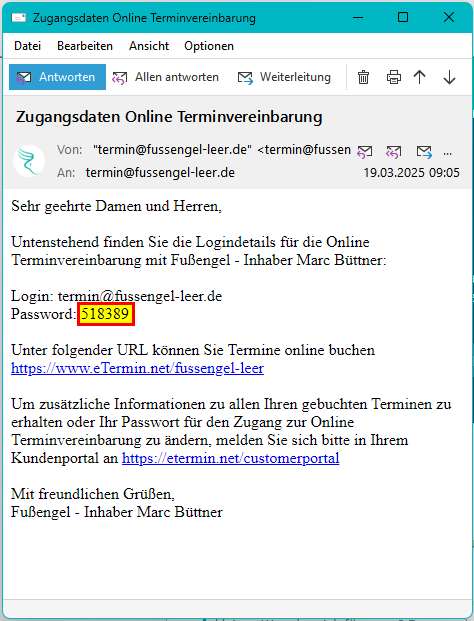 Schritt 4 - EMail mit Zugangsdaten